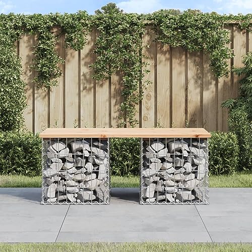 NQJIBUE Muebles de exterior para jardín, diseño de gaviones, 103 x 44 x 42 cm, madera maciza de pino