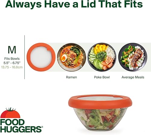 Miniatura 4 de Food Huggers Tapas de repuesto para recipientes de almacenamiento de vidrio, tapas de silicona y vidrio que no se agrietan, se adapta a la mayoría