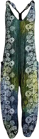 OIOLOYJM Summer Plus Size Boho Overalls for Women 2025 Fashion Jumpsuits Loose Fit Rompers Floral Printed Baggy Harem Pants