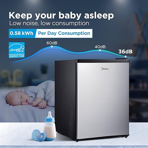 Miniatura 4 de Midea WHS-87LSS1 Refrigerador, 2.4 pies cúbicos, acero inoxidable y TOSHIBA EM131A5C-BS Hornos microondas para encimera de 1.2 pies cúbicos,