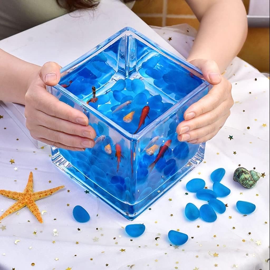 TOOSII Fish Bowl Vase Desktop Square Transparent Glass Small Office Home Fish Tank Creative Decoration Fish Small Fish Tank Water Plant Fish Tank Small Fish Tank Starter Kit (Color : A, Size : 10cm)