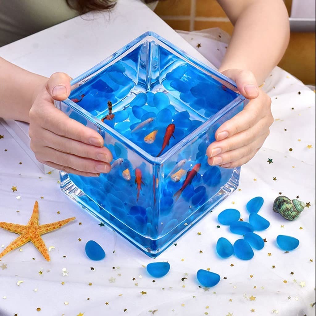 Pecera de Escritorio Cuadrada de Cristal Transparente para Oficina, hogar, decoración Creativa, pecera pequeña, Planta de Agua, pecera Fresca (10 cm) (A 15 cm)