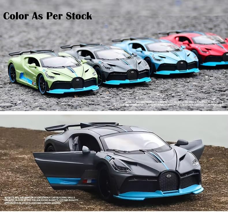 Image of Diecast Bugatti Divo Toy Car - 1:32 Scale Alloy Supercar with Lights & Sound, Pull-Back Action Die-Cast Vehicle for Kids, Boys, Car Lovers & Collectors (Multicolor)