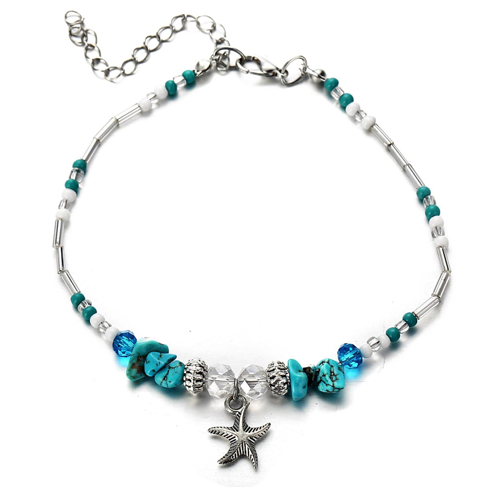 Jfgctyhxy Women's One Color Bohemian Bracelets, Bohemian Vintage Shell Beads Starfish Sea Turtle Anklets New Multi Layer Anklet Leg Bracelet Handmade Jewelry