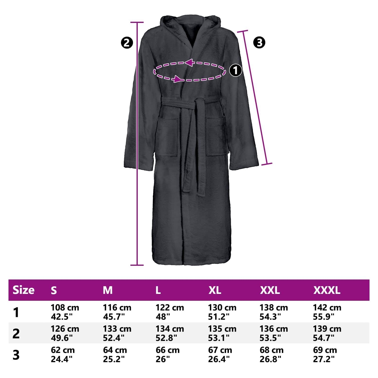 Albornoz KINN antracita de 100% algodón XXL con cinturón ajustable para sauna, spa y hogar, bata suave para un cálido confort y un secado cómodo después del