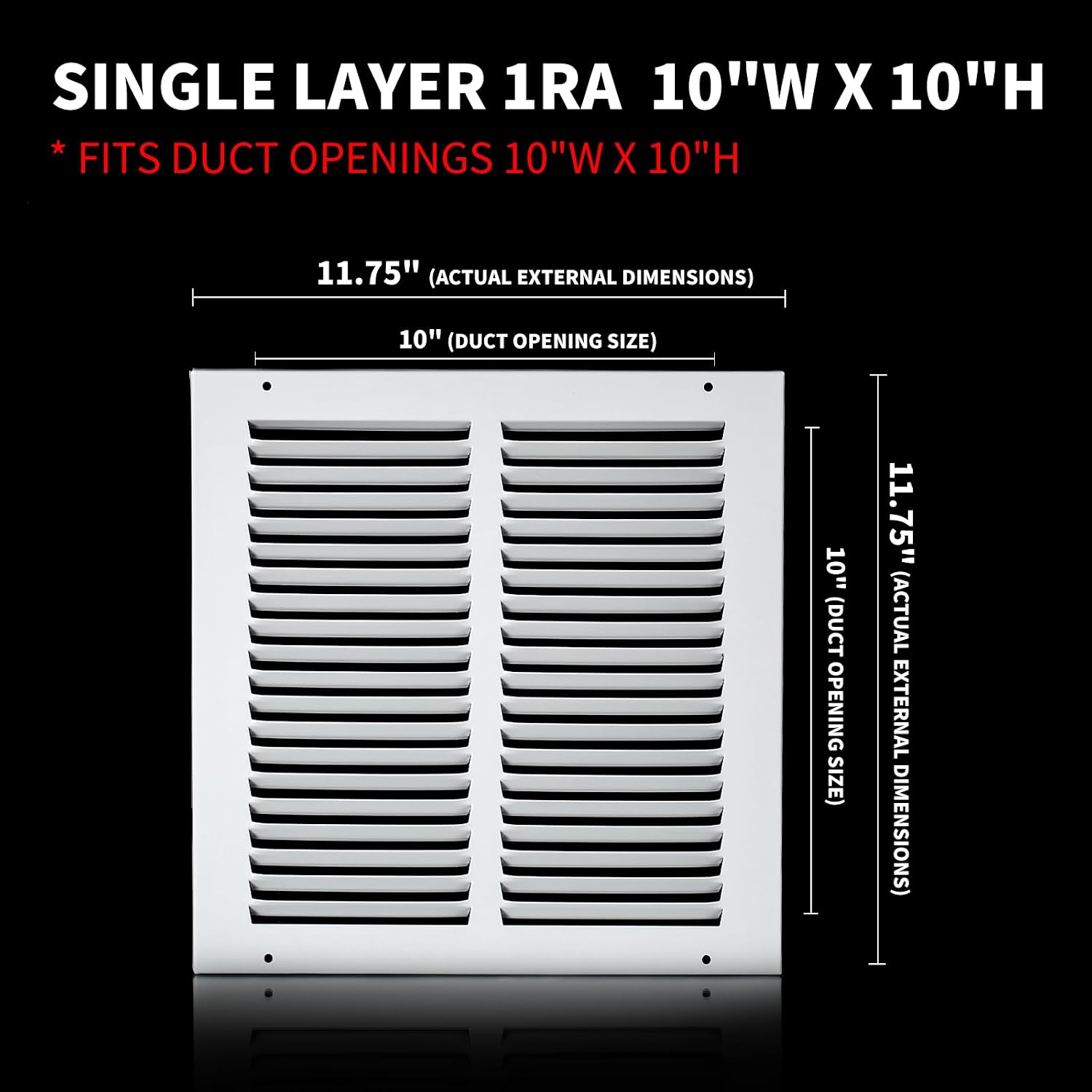 10x10 vent cover(duct opening size),air return vent cover,flat vent cover,rejillas de aire acondicionado para casa,return air grilles,outer dimensions:11.75"w x 11.75"h(10"w x 10"h, duct opening) 10"wx10"h, duct opening