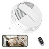LIZVIE Wireless Smoke Detector Style, 10000mAh Backup Power with Motion Detection/SD Storage/Night Vision/Motion Detection/APP Control/2.4G WiFi Ceiling-Mounted for Home Security.