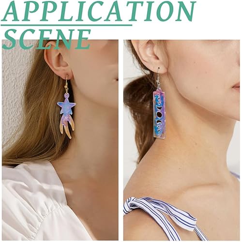 Miniatura 2 de Boutigem Molde de silicona para pendientes, molde de fundición con colgante de fase lunar y estrellada, molde de resina con ganchos franceses,