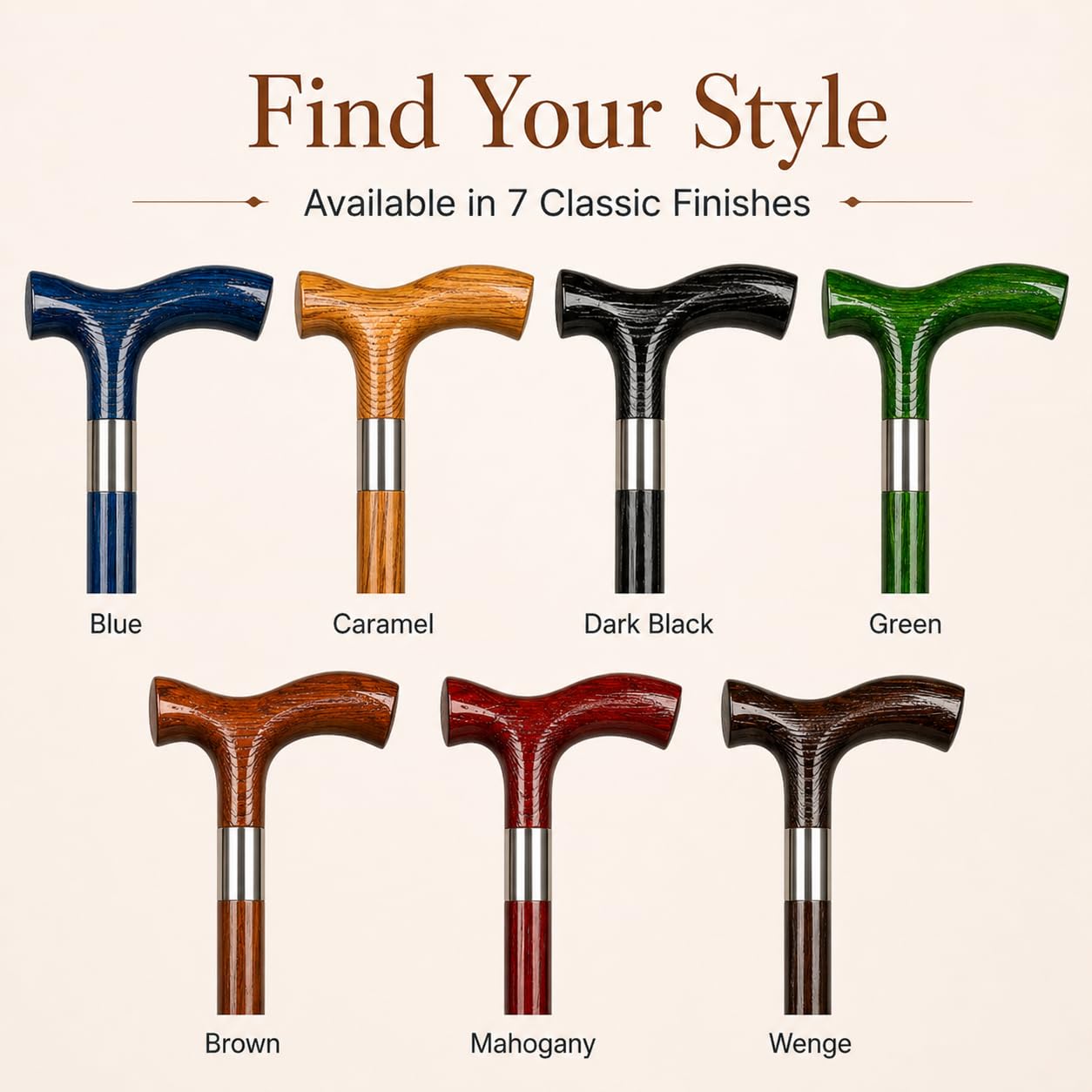 Dr. Watson Classic Fritz Walking Stick – Handcrafted Ash Wood Cane with Polished Stainless Steel Collar
