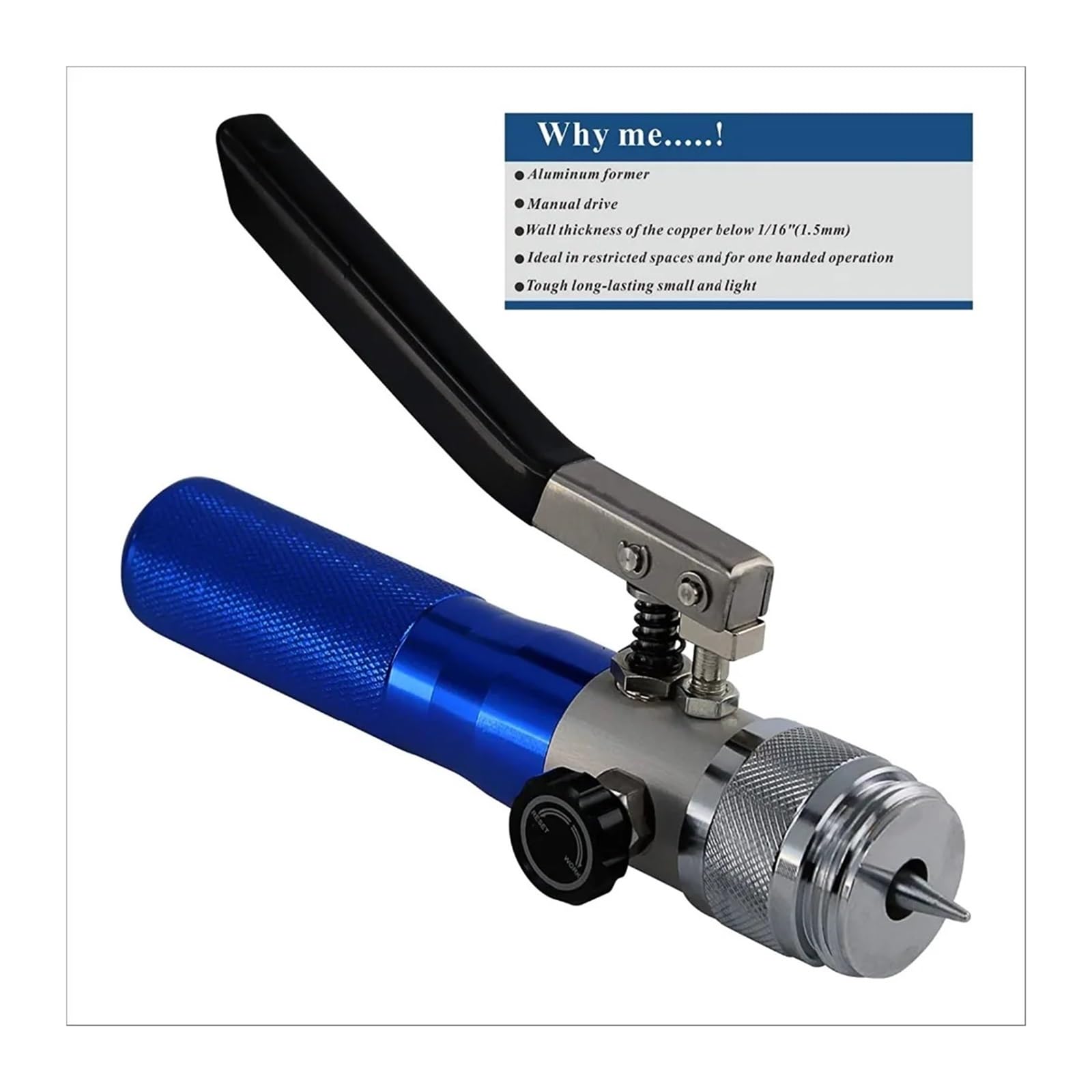 Zestaw narzędzi do hydraulicznego zaciskania i rozszerzania rur miedzianych o zakresie od 1/2" do 11/8" (zestaw 7 głowic) nadaje się do zastosowań motoryzacyjnych, budowlan