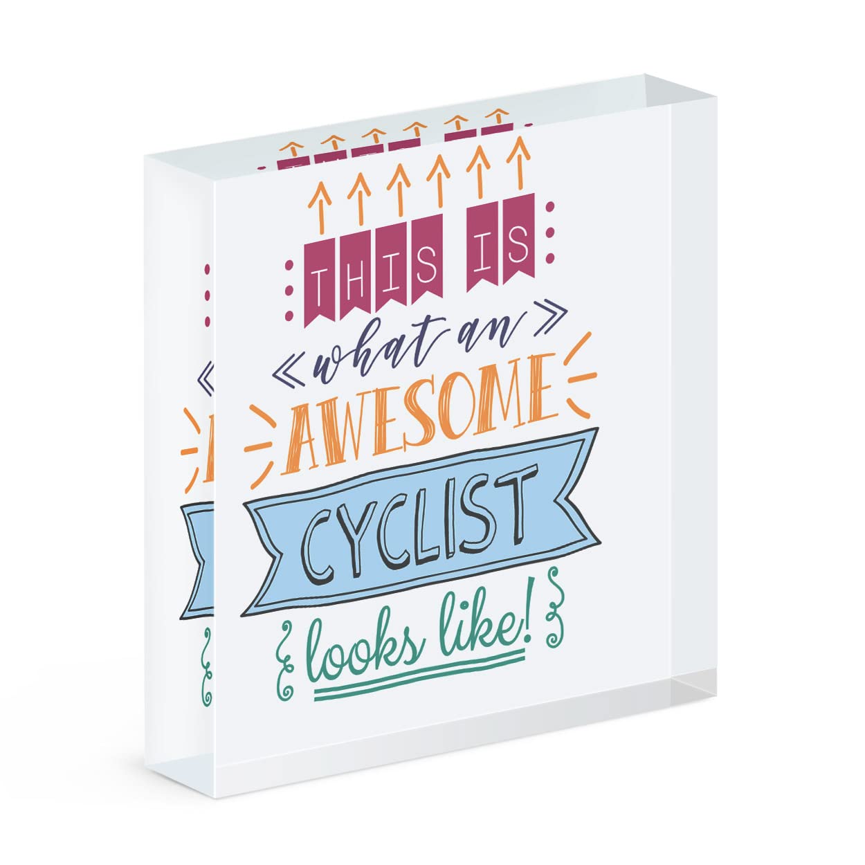 Cadre photo cycliste en bloc acrylique transparent pour bureau