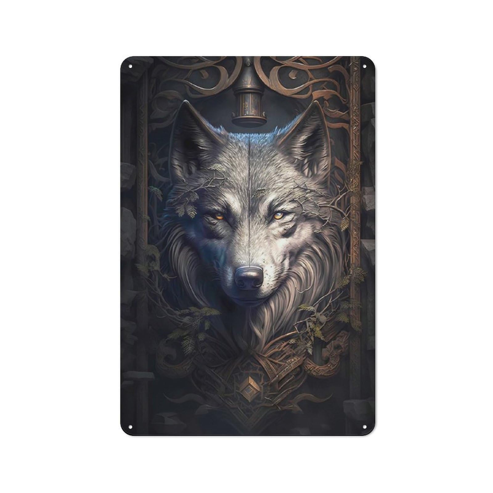 Junmoney Fable Wolf Tin Wall Plaque 30X20cm With For Bar Or Restaurant, Housewarming Present For People Styling Bar And Restaurant