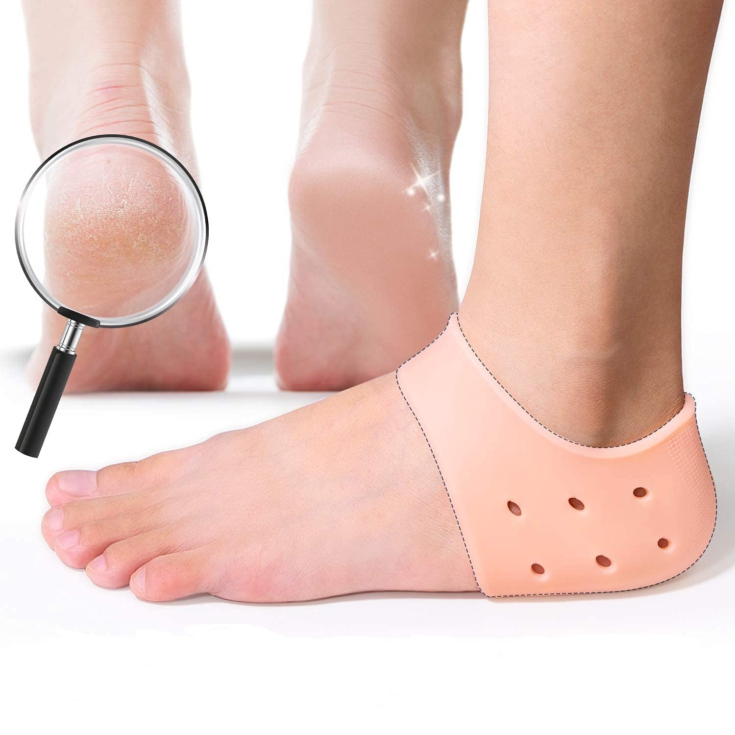 KB Collection Silicone Gel Heel Pad Socks For Heel Swelling Pain Relief,Dry Hard Cracked Heels Repair Cream Foot Care Ankle Support Cushion - For Men And Women