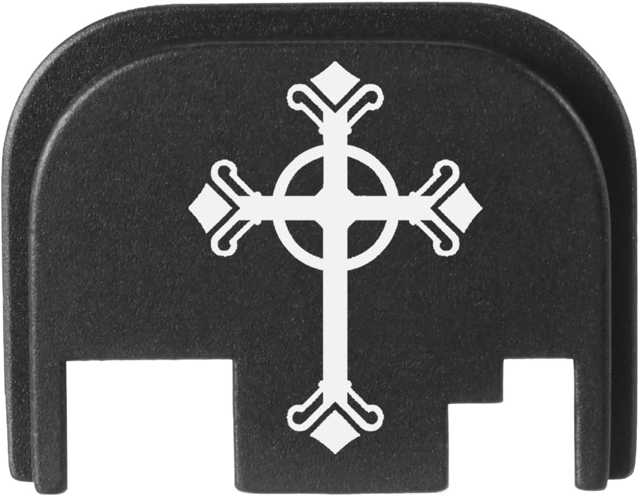 NDZ Performance Rear Slide Cover Back Plate for Glock Gen 1-4 Laser Engraved Hardcoat Anodized Aluminum in Black - Celtic Cross 2