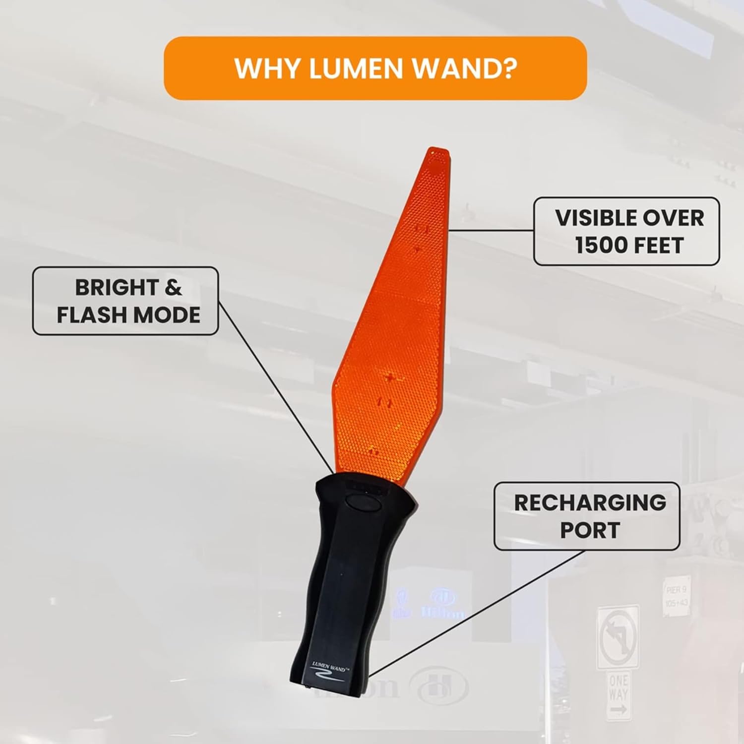Lumen Wand 2 Pack Rechargeable LED Traffic Wand with Directional Arrow-Design for Car Directing & Parking | 2 Flashing Modes | Aircraft Traffic Control Baton