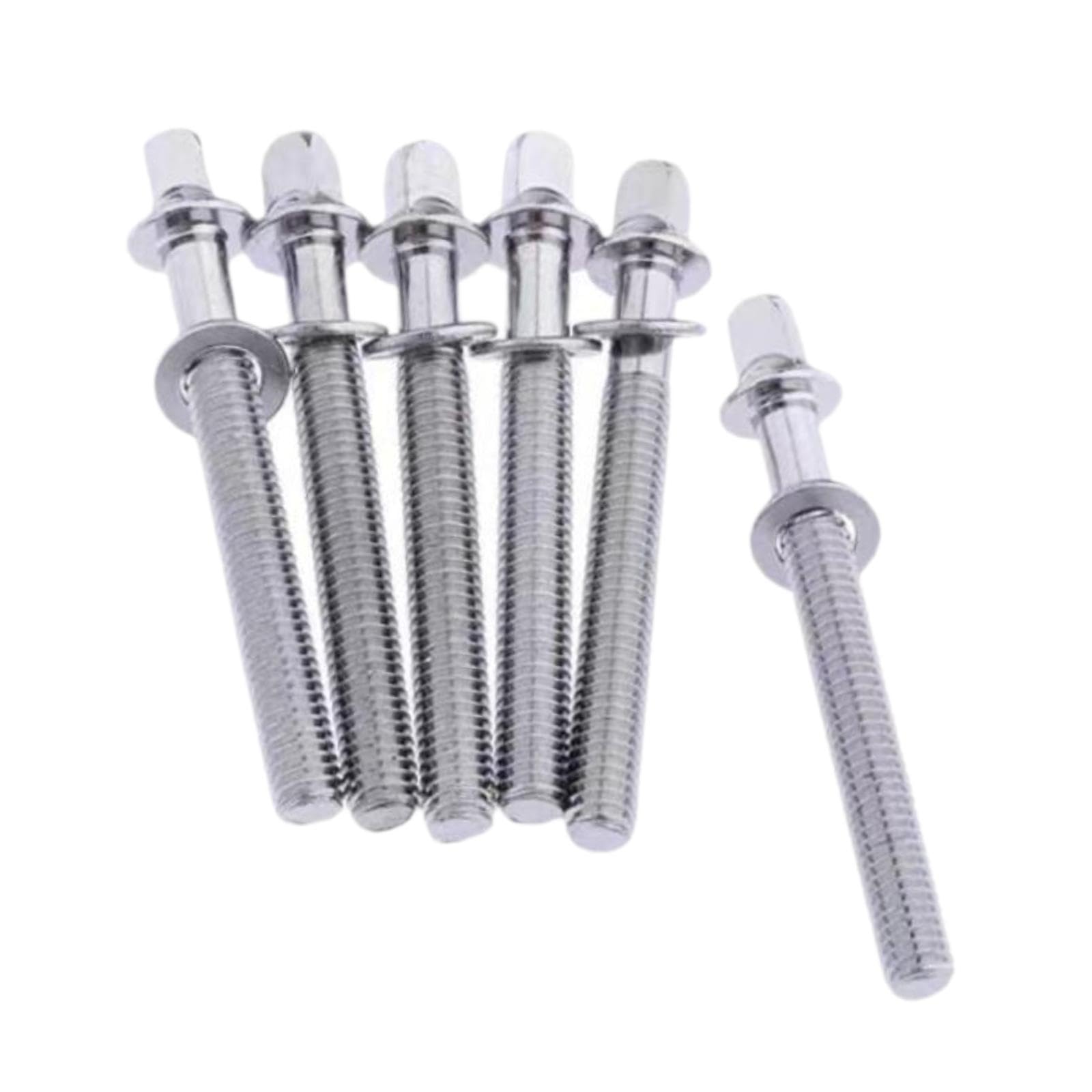 6 Stück Trommelspannstäbe M5 x 70 mm Silber Drum Lug Befestigungsschrauben für Percussion