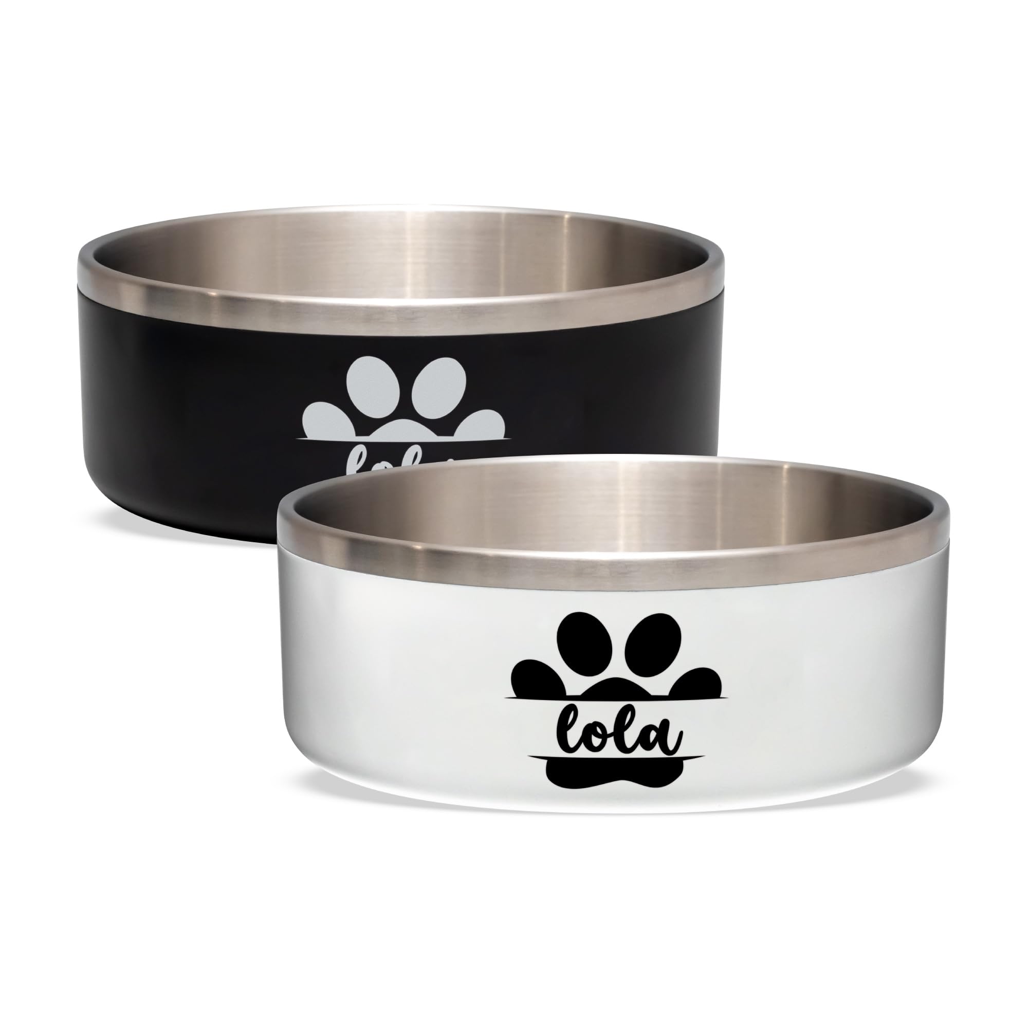 Personalized Pet Bowl with Name, Custom Non-Slip Stainless Steel Dog & Cat Food and Water Feeding Bowl, Gift for Animal Moms