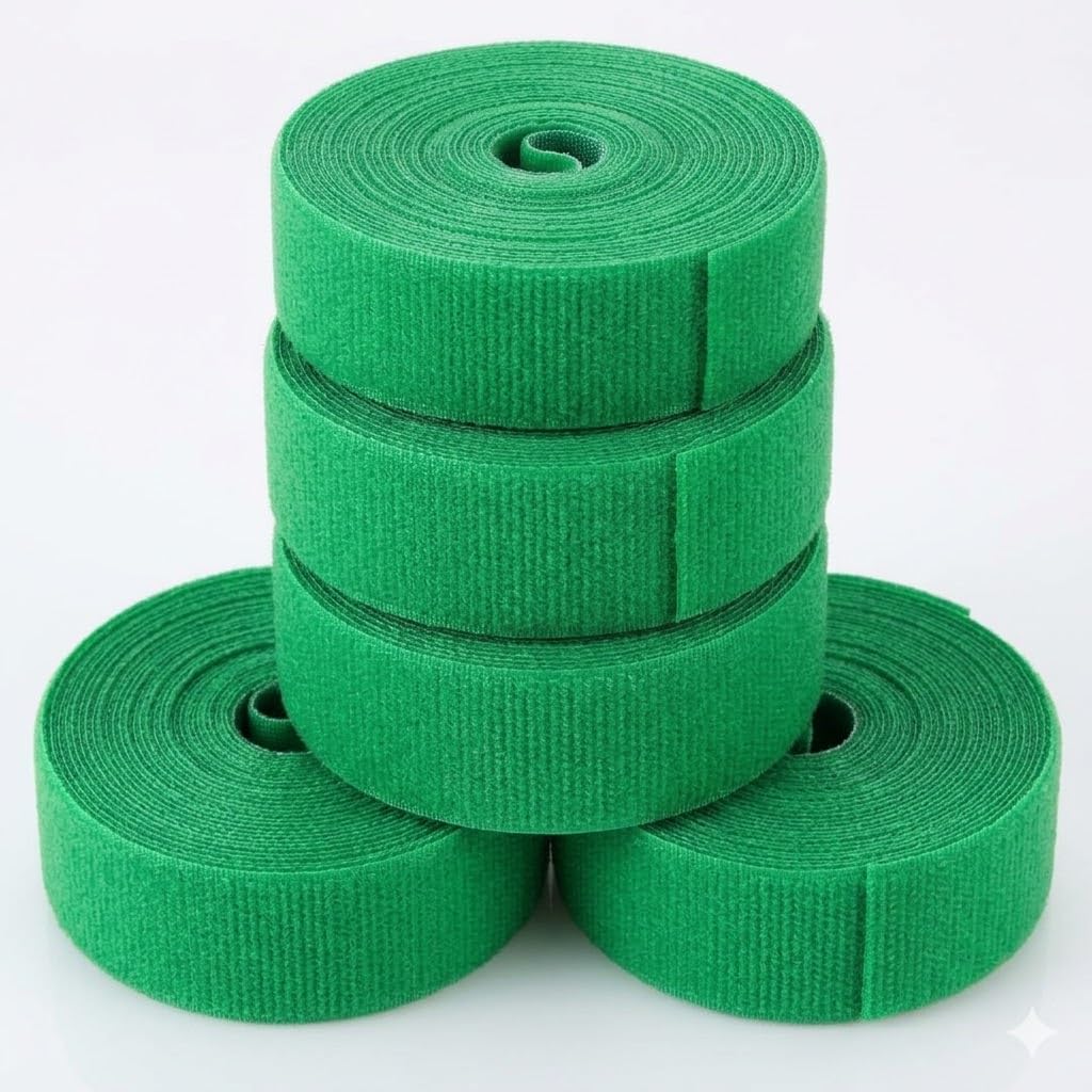 Plant Ties; Reusable, Adjustable, Gentle Plants Supports for Effective Growing; Multi-Use Support Tie Tape for Gardening, Wire Organizer, Cable Management (1 MTR x 12 MM - 5 Roll) Green-image-39
