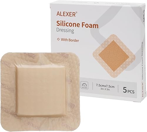 Jointown Apósito de espuma para el cuidado de heridas, vendaje adhesivo de espuma de silicona con borde, vendajes impermeables para úlceras de cama,