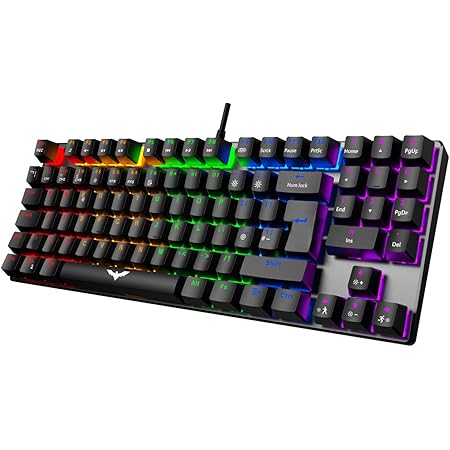 havit Wired Compact Mechanical Keyboard Red Switch LED Backlit TKL Tenkeyless Keyboard,2-in-1 Gaming Mechanical Keyboard and Office Use,UK Layout,90 keys