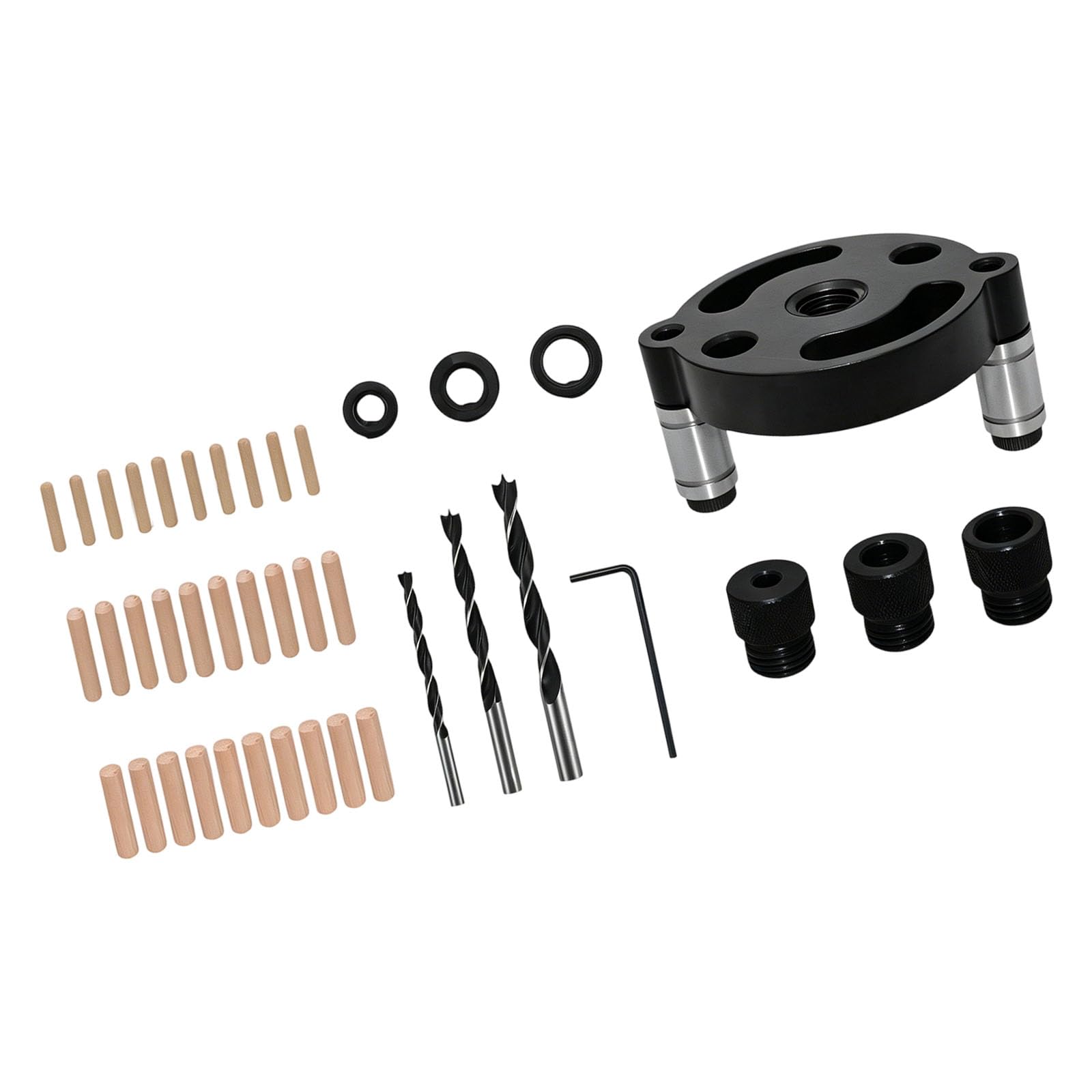 Woodworking Dowel Jig Drill Guide with Interchangeable Bushings for Furniture Assembly, Joinery Repair and Wood Projects Woodworking Dowel Jig Drill Guide Doweling Joinery Locator Board Alignment Tool