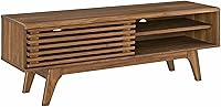 Modway Render 48-Inch Mid-Century Modern Walnut TV Stand - Low Profile Media Console with Sliding Door Storage