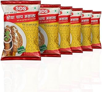 SDS Soya Chaap Masala - 40g (Pack of 6) | Vegetarian Meat Alternative for Gravy, Tikka, Rolls, Biryani & Curry | Soya Protein | Hygienically Packed | No Preservatives