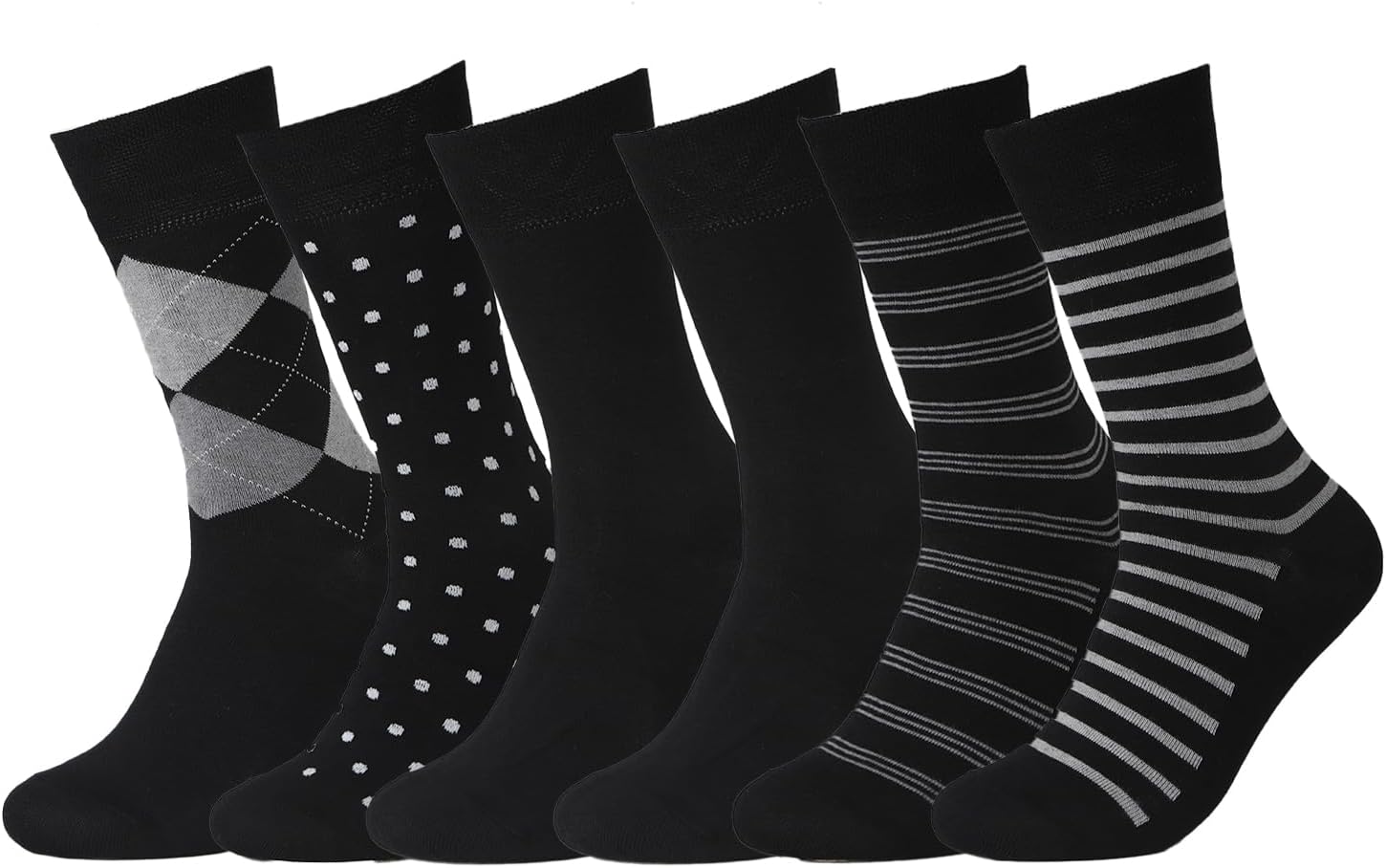 7DayOtter 98% Cotton 2% Lycra Rich Dress Socks for Business Mens Womens Casual Socks 6Pack