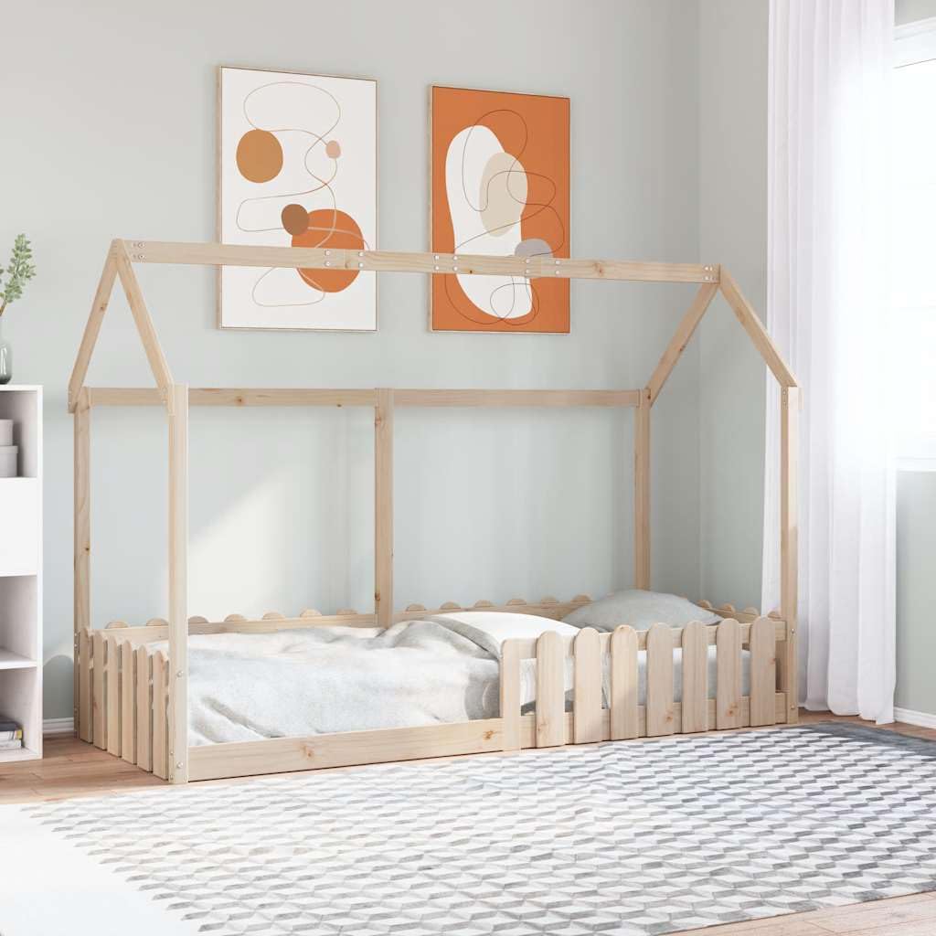 lite drewno sosnowe domek zabaw niska rama 80x200 cm brąz