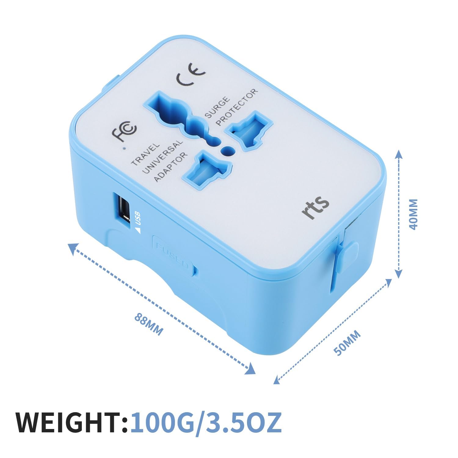 rts Universal Travel Adapter, (Dual Type C) 2 Type C 1 USB Plug International All in One Worldwide Travel Power Plug Adapter Suitable for 200+ Countries Wall Charger for USA EU UK AUS European — Amazon image 9