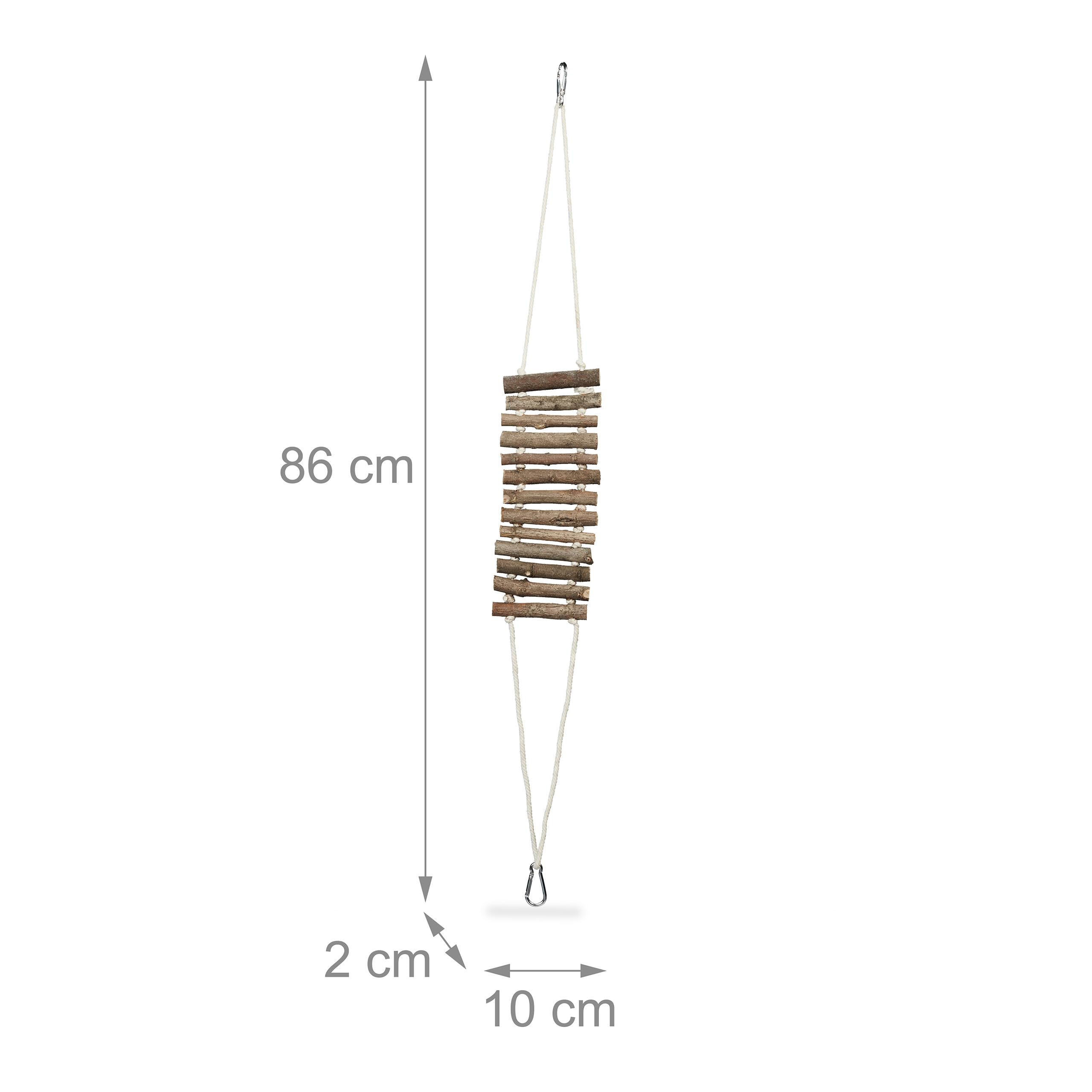 Relaxdays Échelle pour Oiseaux, Lot de 2, Jouet Perruche, calopsitte, etc., Pont, balançoire, Bois de pin, Nature