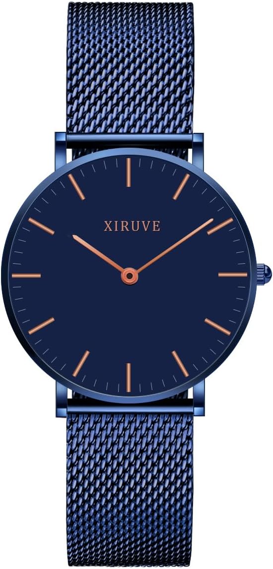 Women's Ultra Thin 6.5mm Minimalist Stainless Steel Mesh Strap Analog Quartz Bracelet Watch