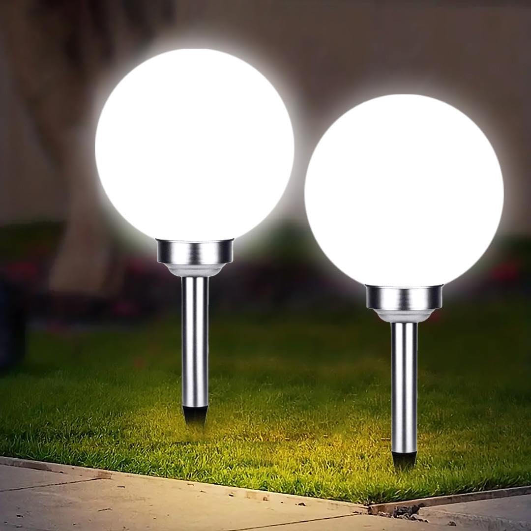 GEEZY Solar Outdoor Garden Stake Light 30 Cm Set Of 2 Dusk To Dawn Globe Light Patio On