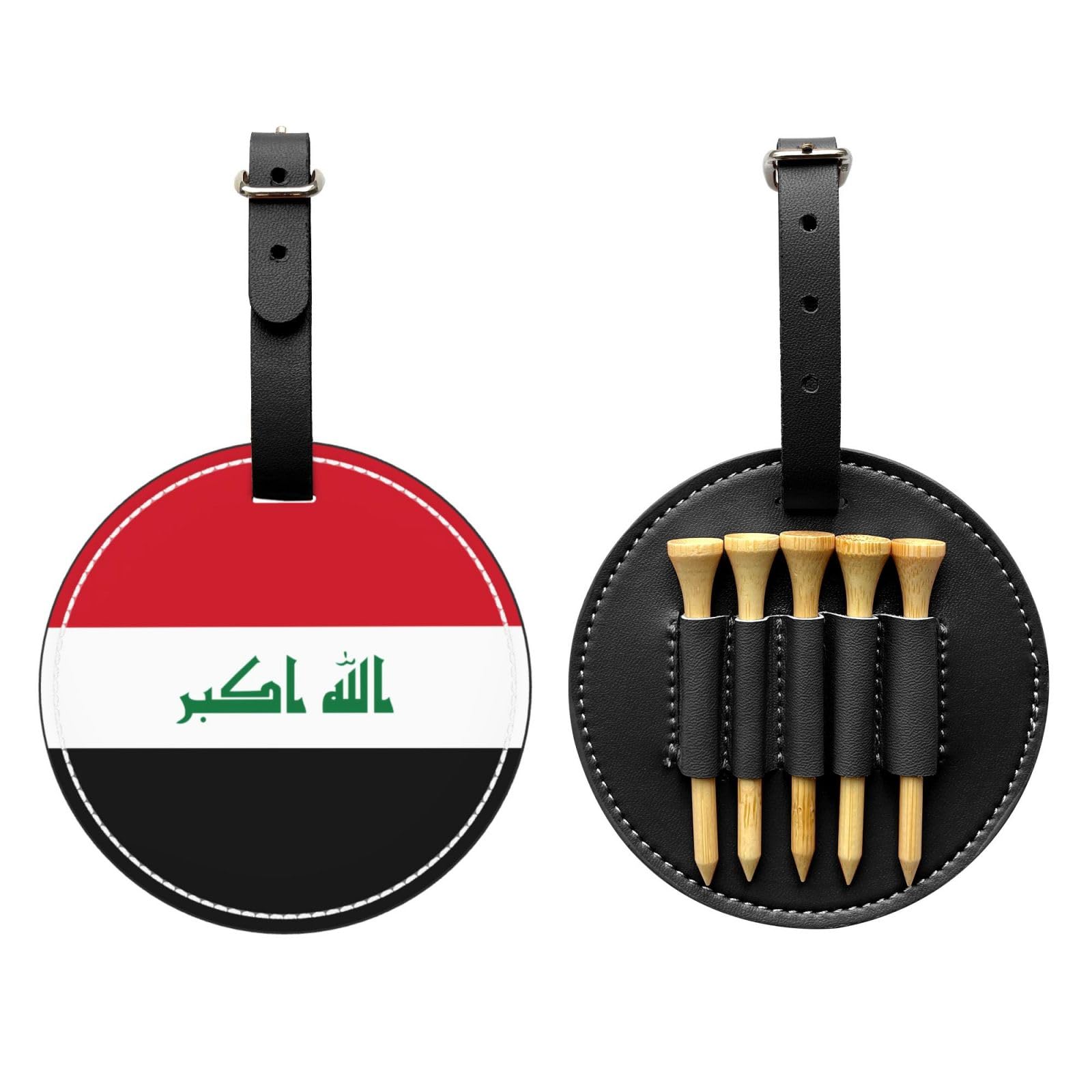 Iraqi flag Black Printed golf tee storage bag - portable design, easy to organize tee