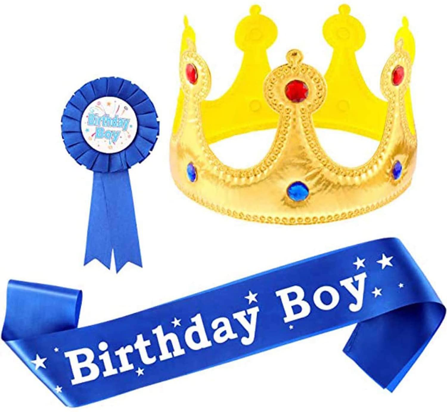 Buy Birthday King Crown, Birthday Boy Sash and Button Pins Birthday Boy