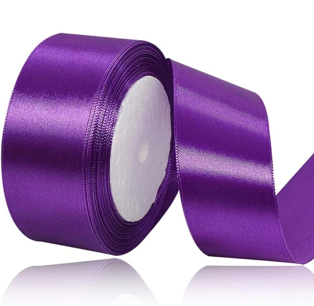 Purple Ribbon 40mm for Christmas Party Decorations,23 Meters Purple Satin Ribbon for Gift Wrapping Crafting, Wedding Party
