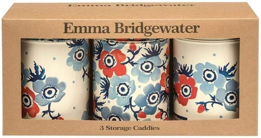 Emma Bridgewater Anemone Tin Caddies Storage Canister Jars Set of 3