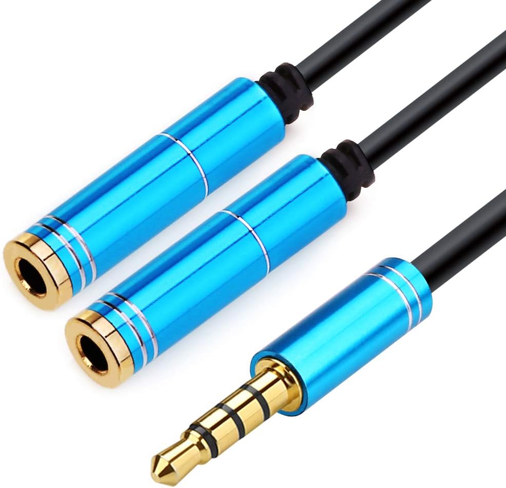 MOBOREST 3.5mmオーディオステレオYスプリッタケーブル 3.5mmオス2ポート3.5mmメスイヤホンヘッドセットヘッドフォン