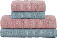 Jogo De Banho Buddemeyer Vanilla Extra Soft 100% Algodão Toalha Alta Absorção Macia Grande 4 Peças - Banho e Rosto - Presente (Azul Rosa 1732/3217)