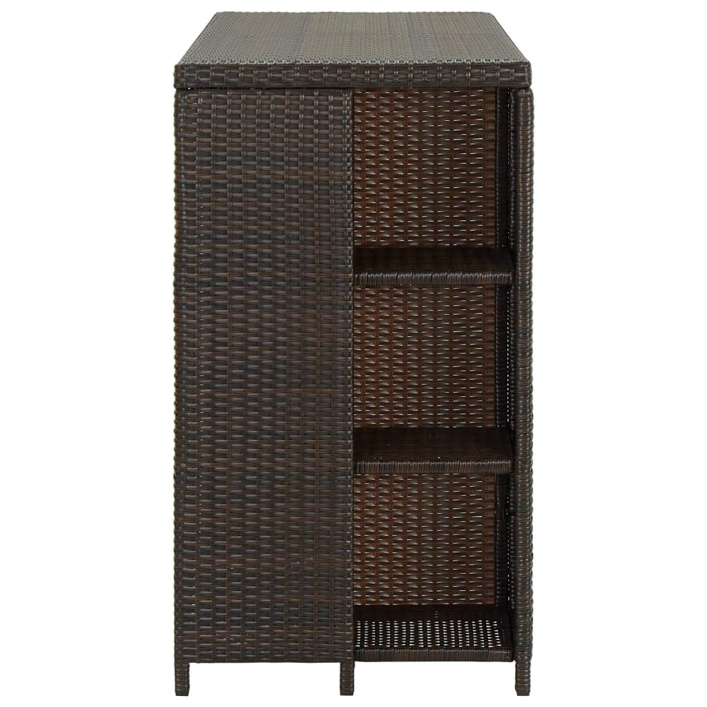 vidaXL Table de Bar avec Rangement Marron 120x60x110 cm Résine tressée