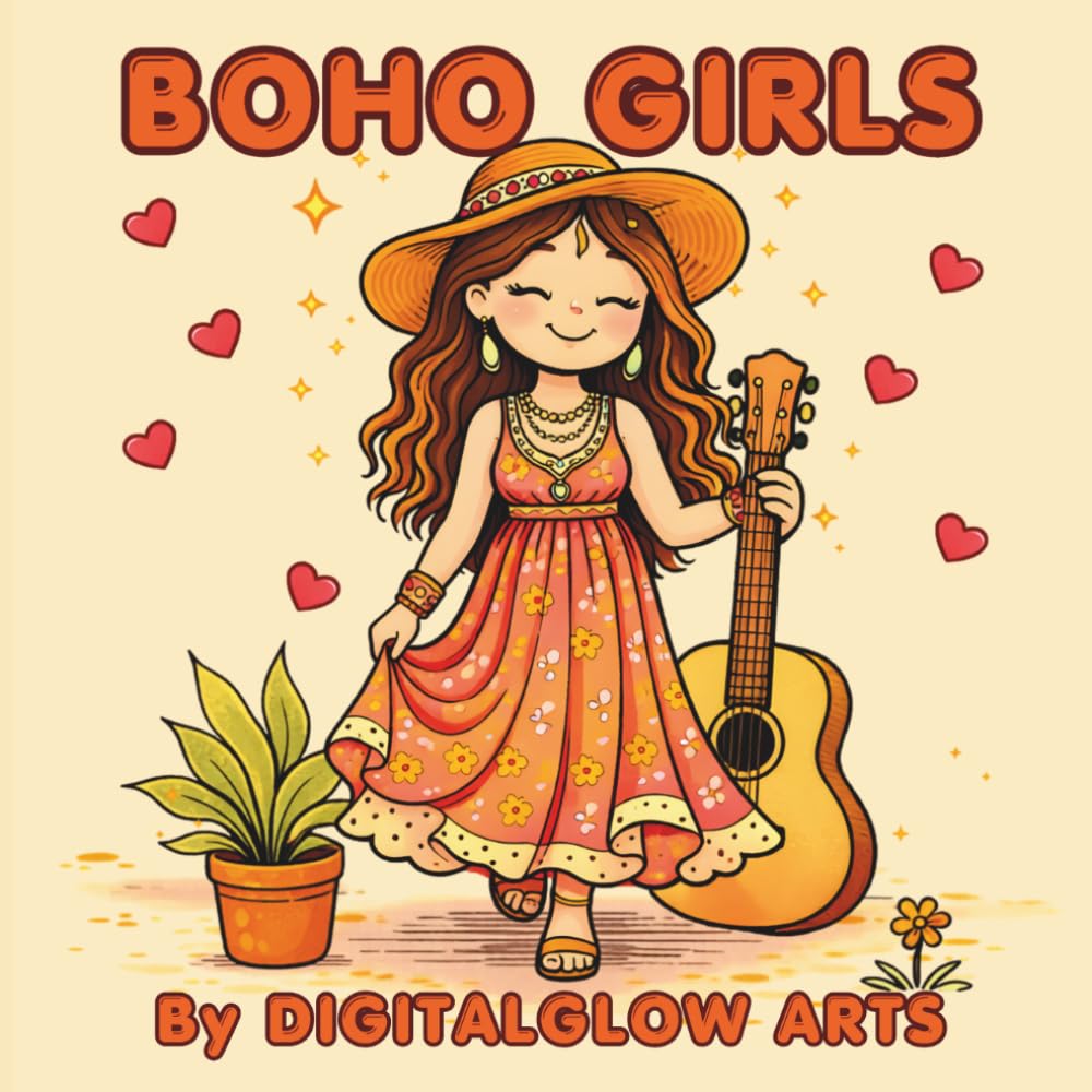 Boho Girls: Cute Illustrations of Bohemian Lifestyle and Cozy Aesthetic Elements