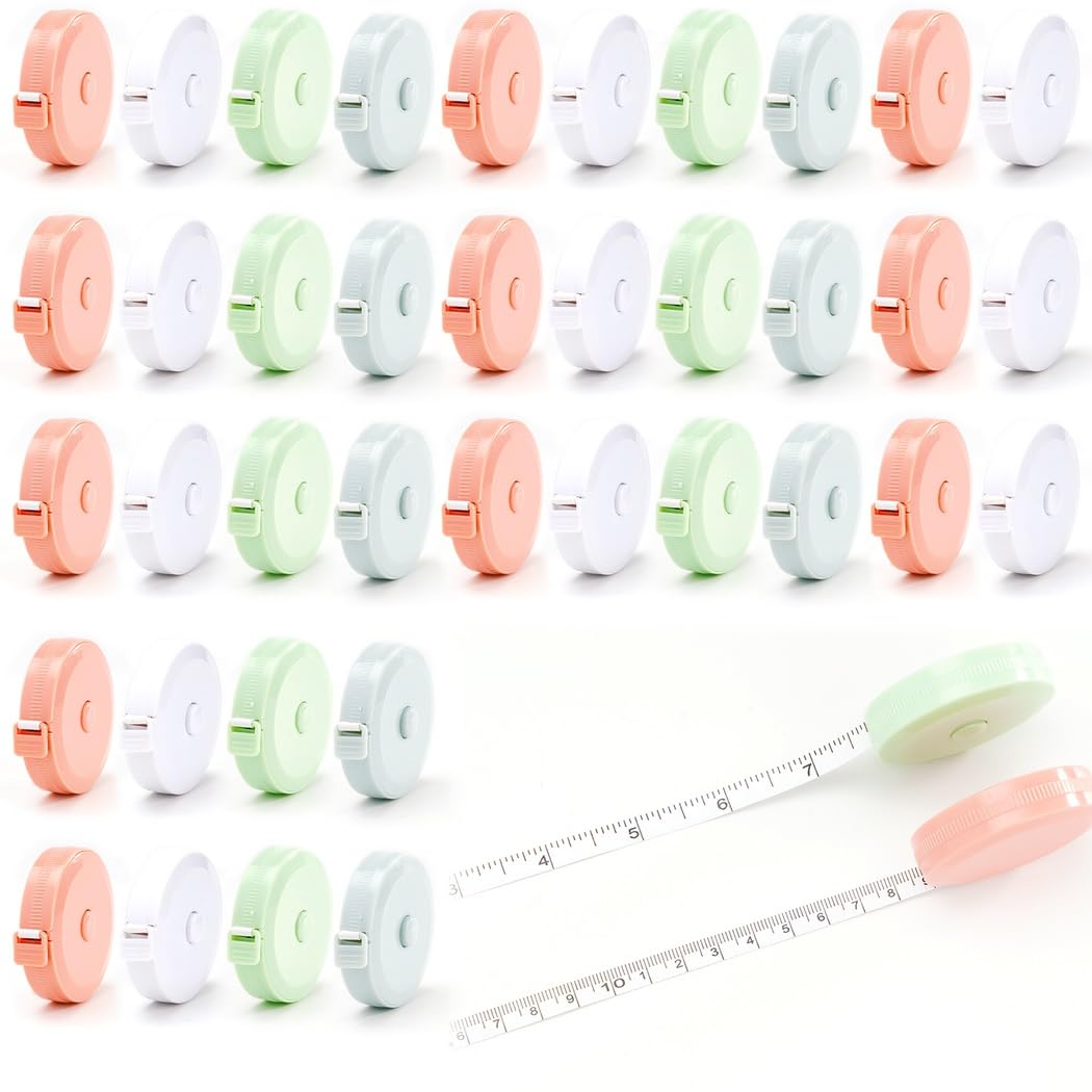 Juego de cintas métricas de 60 pulgadas y 1,5 metros, 40 unidades de bolsillo suave retráctil, cinta métrica para sastrería, costura imperial y corporal, manualidades, cinta métrica