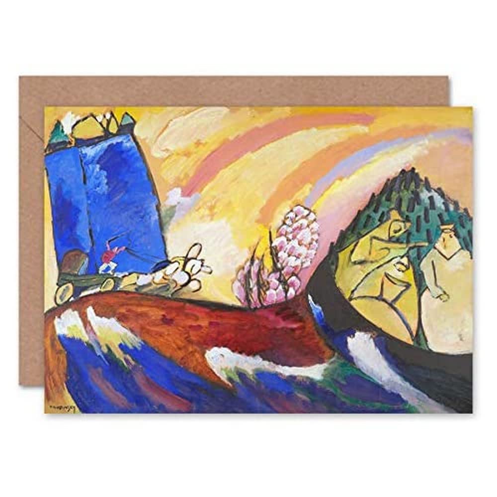 Artery8 Kandinsky Troika Colourful Impressionist Landscape Fine Art Greeting Card Plus Envelope Blank Inside