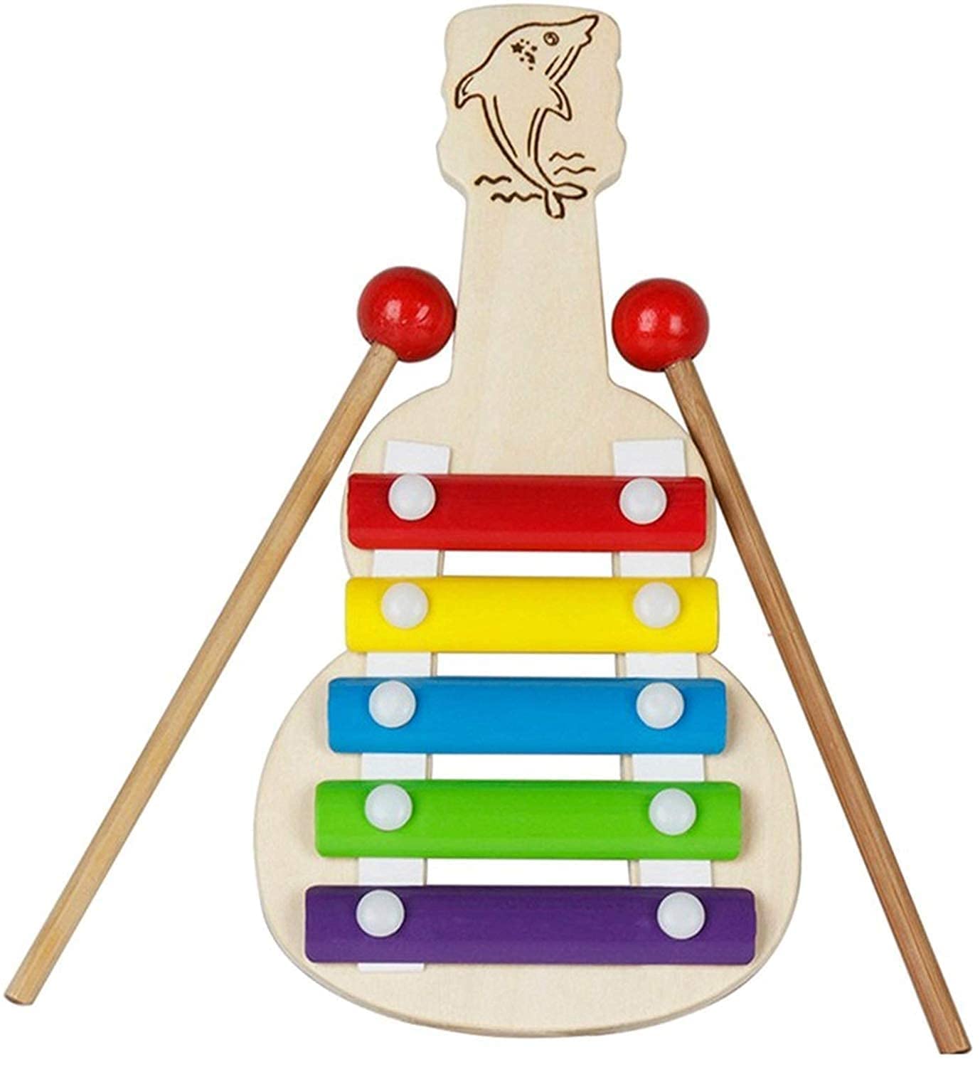 CRAFTS DEX Xylophone Guitar Wooden Toy (5 Colour Nodes) Kids First Musical Sound Instrument ToyBabies Toddlers 6 Months (Small Guitar Xylo Pack of 1).-image-34