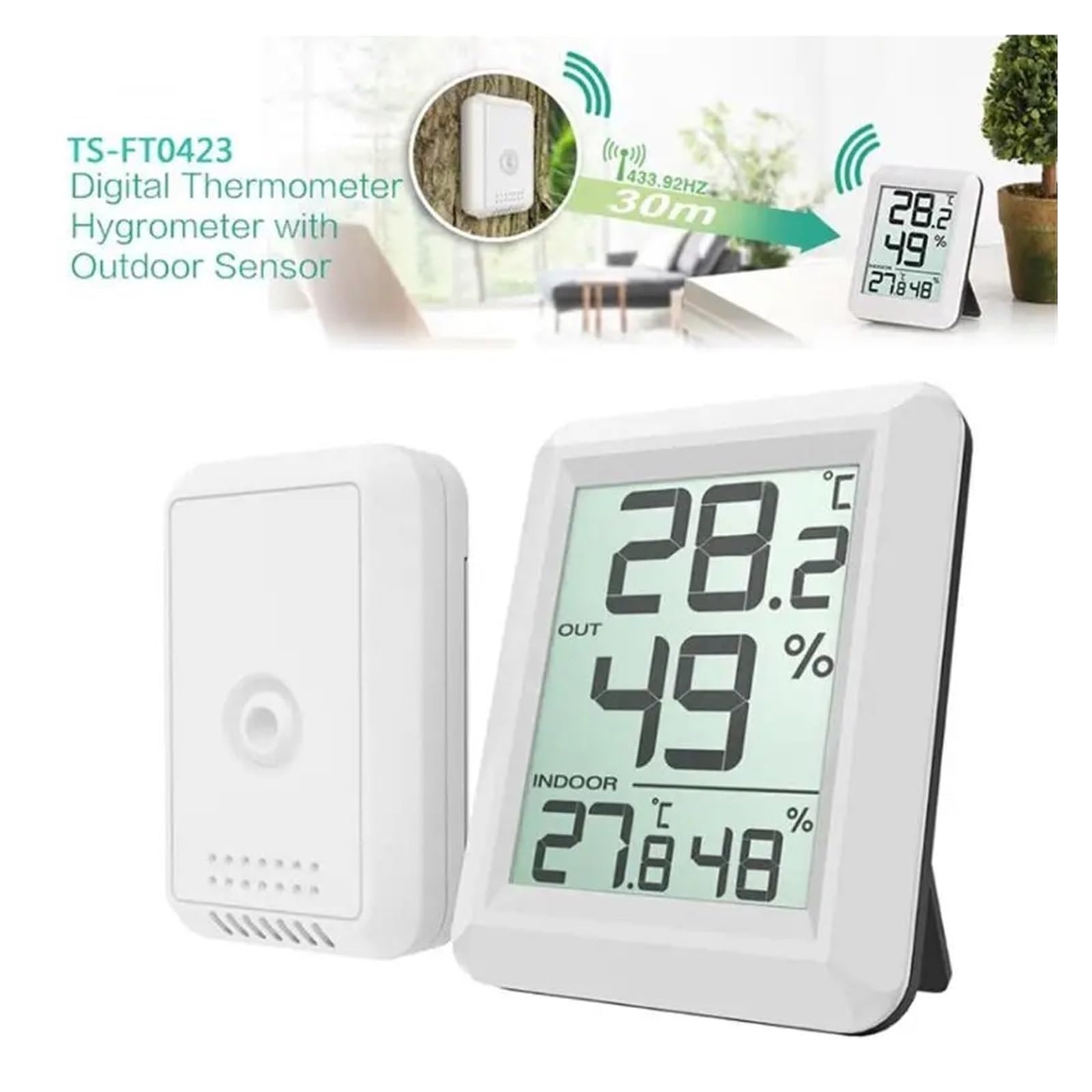 Termohigrometr Termometr Elektroniczny Mini Cyfrowa Bezprzewodowa Higrometr Stacja Pogodowa LCD Cyfrowy Termometr Stacja Meteorologiczna Dla Domu(FT0423 4PCS)
