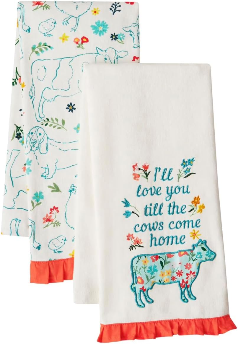 Pioneer Woman Farm Country Kitchen Towel Set I'll Love You till the Cows Come Home! 2 Towel Set