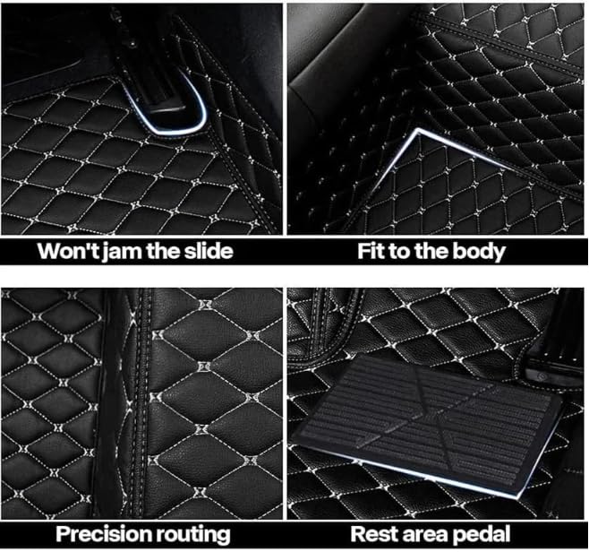 Image of CAPDELL 7D Premium Car Floor Mat Compatible with lexus-nx350h2024||Luxury Leather Double Layered Mat||Set of 3pcs||Waterproof and Washable||Colour:-Black with Red(Black Grass)