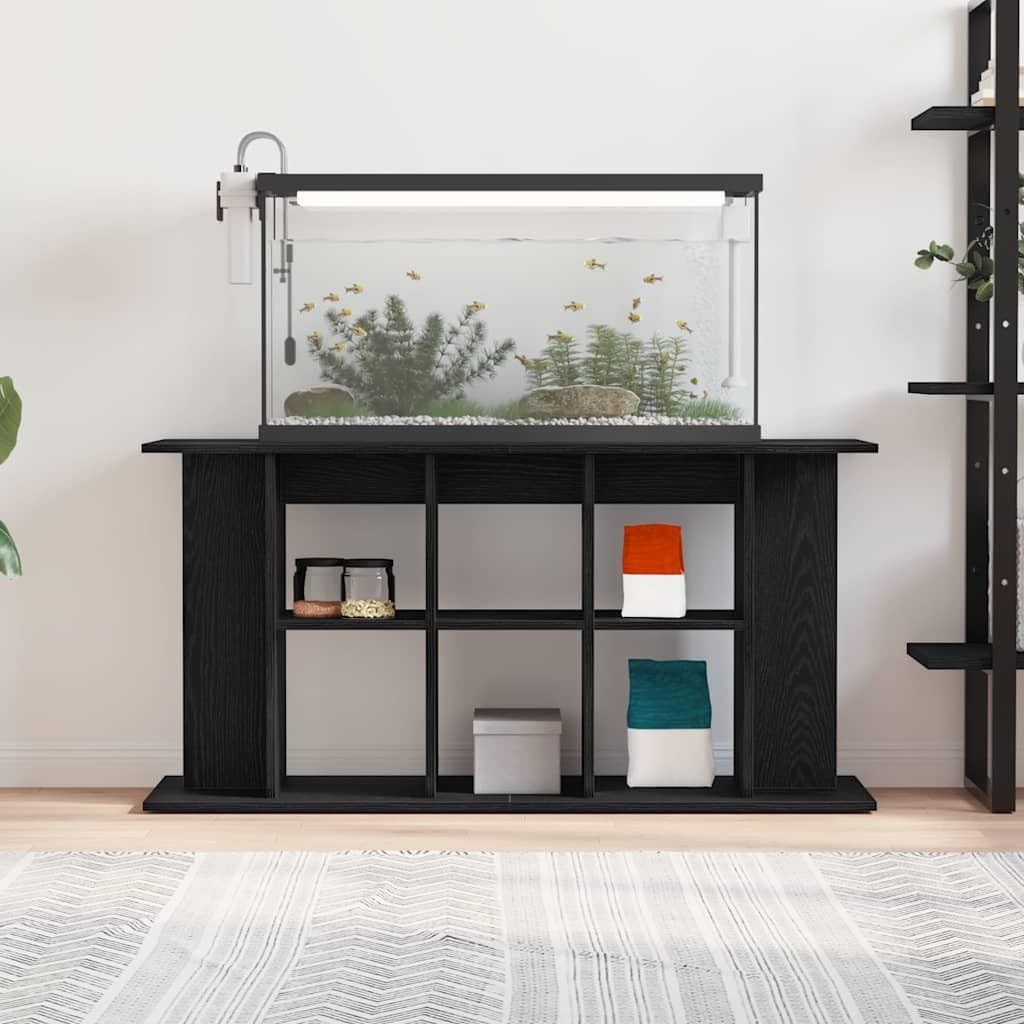 Soporte para acuario de madera de color negro, 120 x 40 x 60 cm, estable, con armario de almacenamiento y estante, estructura de muebles para peces, accesorios y filtro en el salón