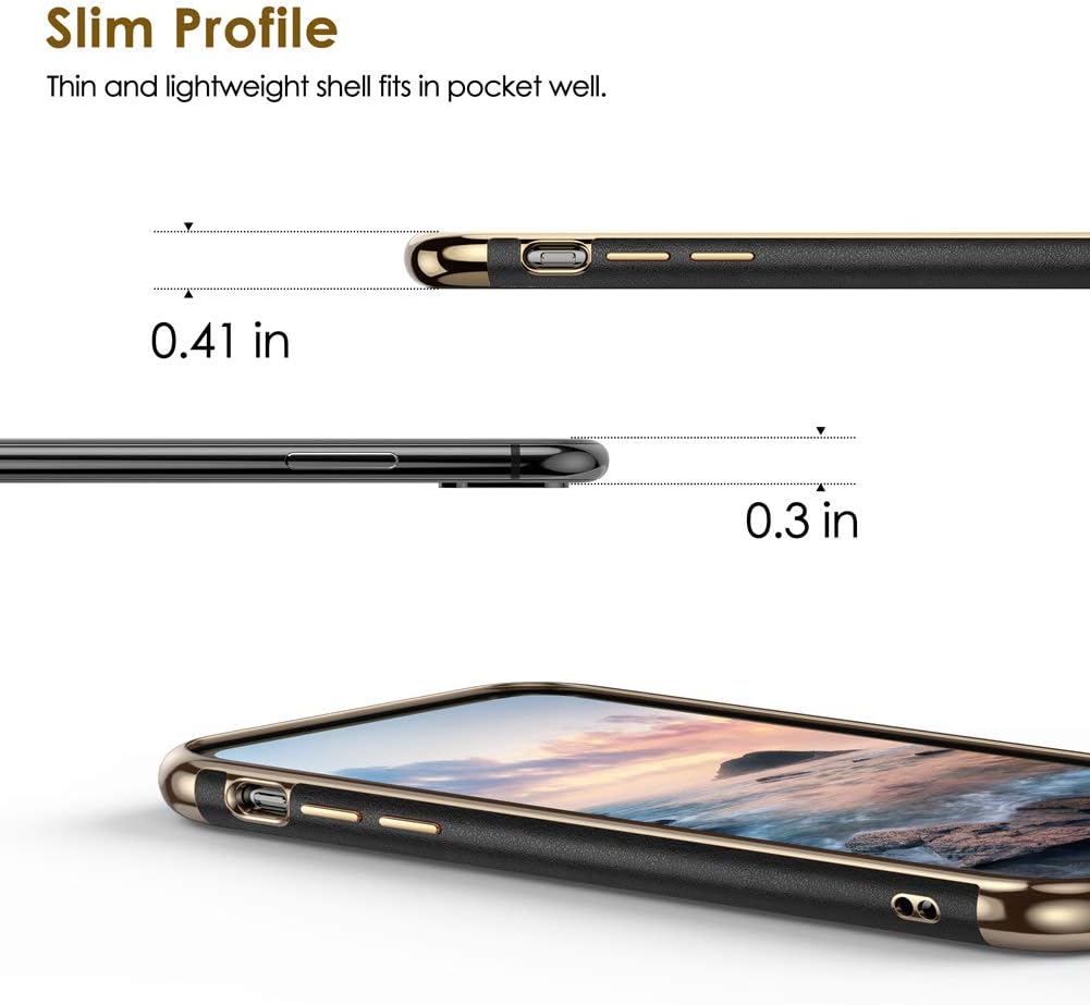 LOHASIC for iPhone Xs Phone Case for Men, for iPhone X, Vintage PU Leather Luxury Elegant Women Cover, Anti-Slip Grip Scratch Resistant Protective Drop Proof Slim TPU Bumper, 5.8 Inch - Black