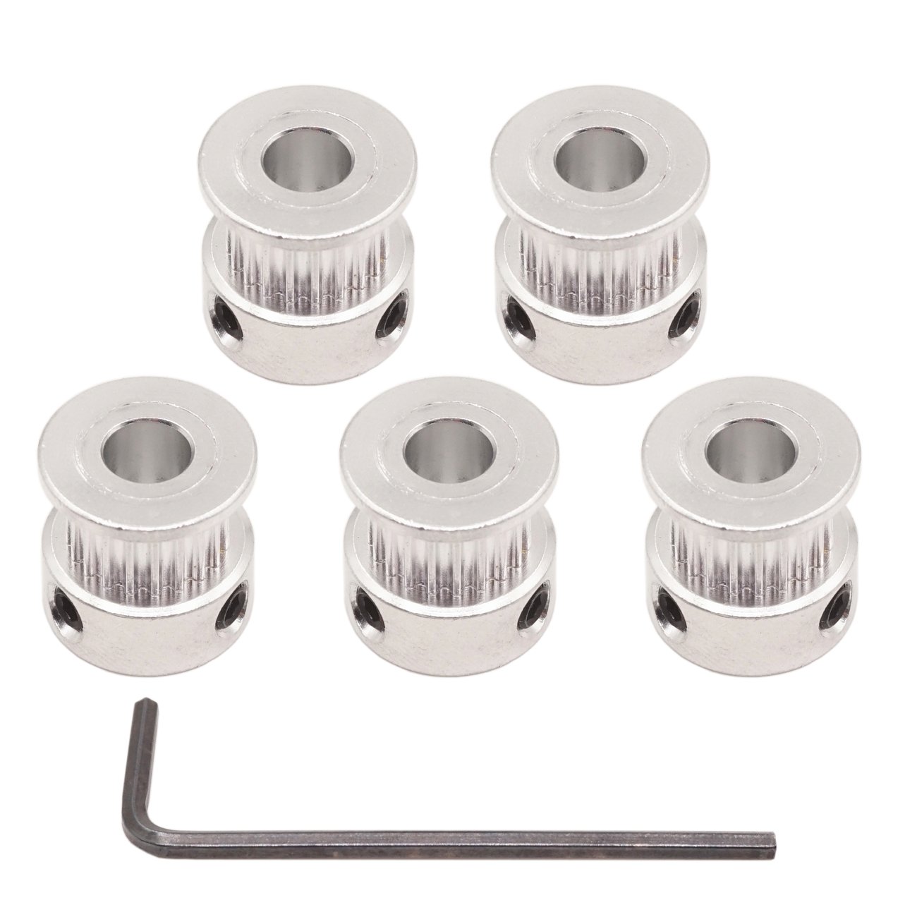 WINSINN GT2 Koło pasowe 20 zębów 6,35 mm otwór 6 mm szerokość 20T Koło pasowe z aluminium do drukarki 3D (opakowanie 5 szt.)